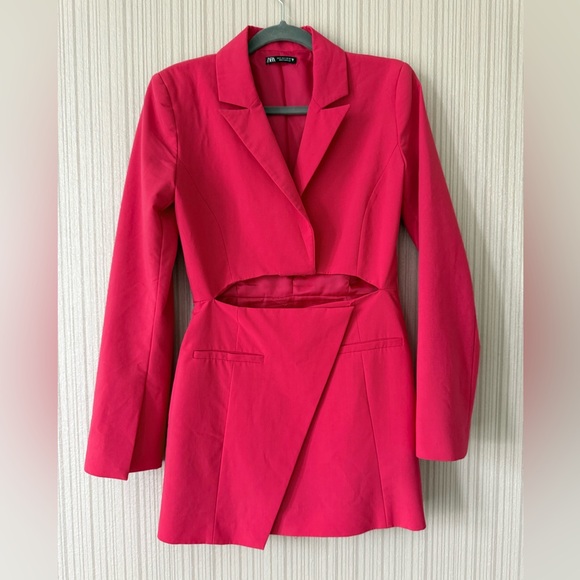 Zara Dresses & Skirts - Zara Hot Pink Cutout Blazer Jacket Dress